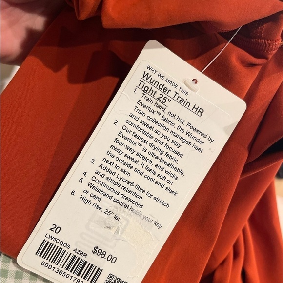 NWT Lululemon Wunder Train HR Tight 25" Plus Sz 20 Aztec Brick Red - Picture 4 of 4